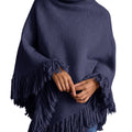 Saodimallsu Womens Fringe Turtleneck Poncho Sweater