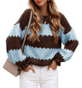 Saodimallsu Womens Striped Color Block Ruffle Sweaters