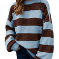 Saodimallsu Womens Oversized Striped Knit Block Sweaters