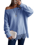 Saodimallsu Women Lace Patchwork Sweater