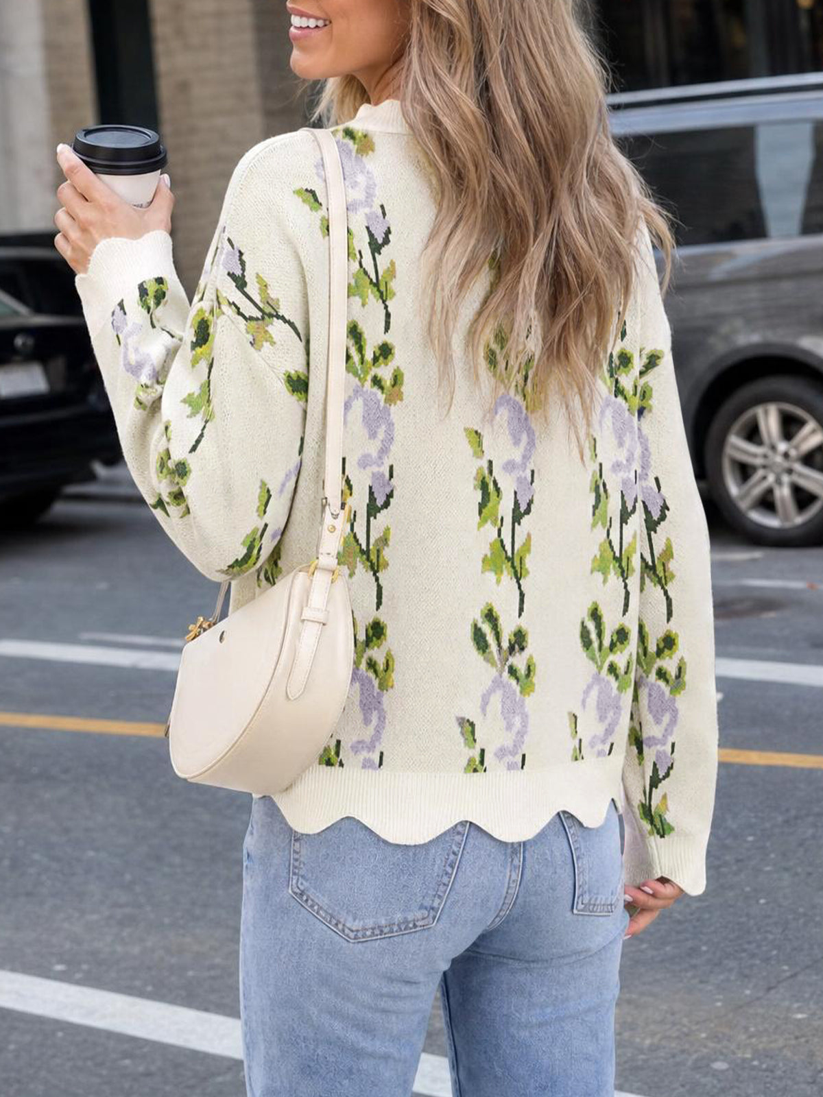 Saodimallsu Women Floral Long Sleeve Sweater