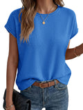 Saodimallsu Womens Waffle Knit Cap Sleeve Top