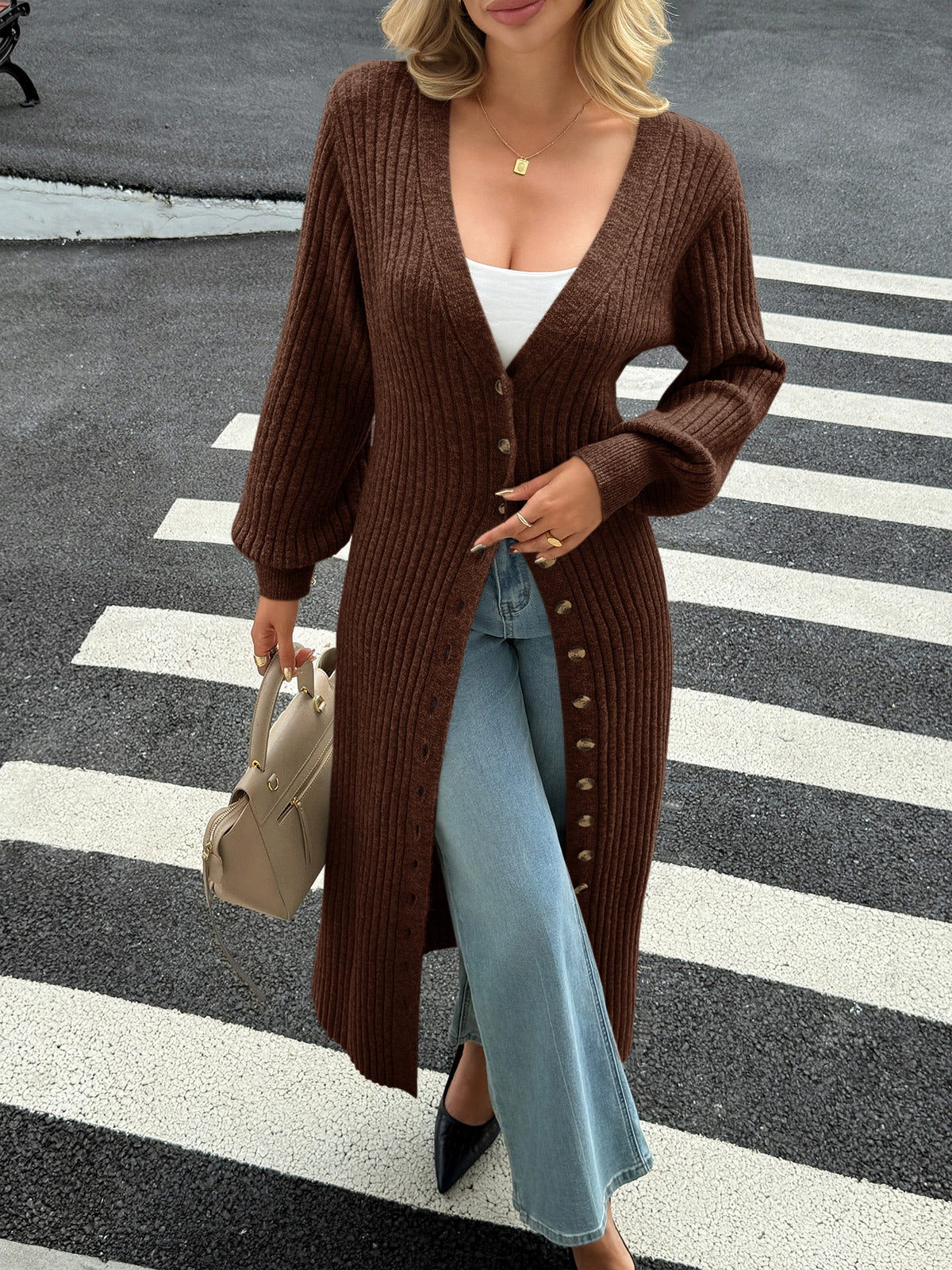 Saodimallsu Womens V Neck Cardigan Duster