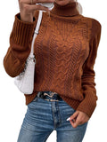 Saodimallsu Women Turtleneck Cable Knit Sweater