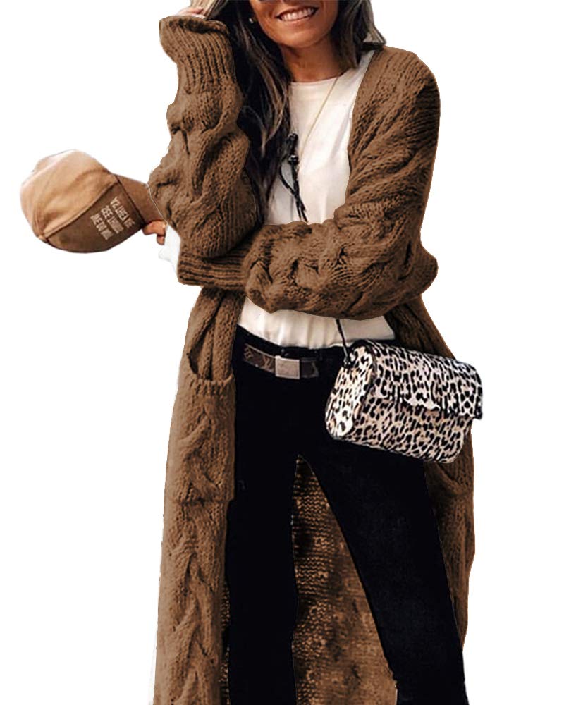 Saodimallsu Womens Cable Knit Long Cardigan