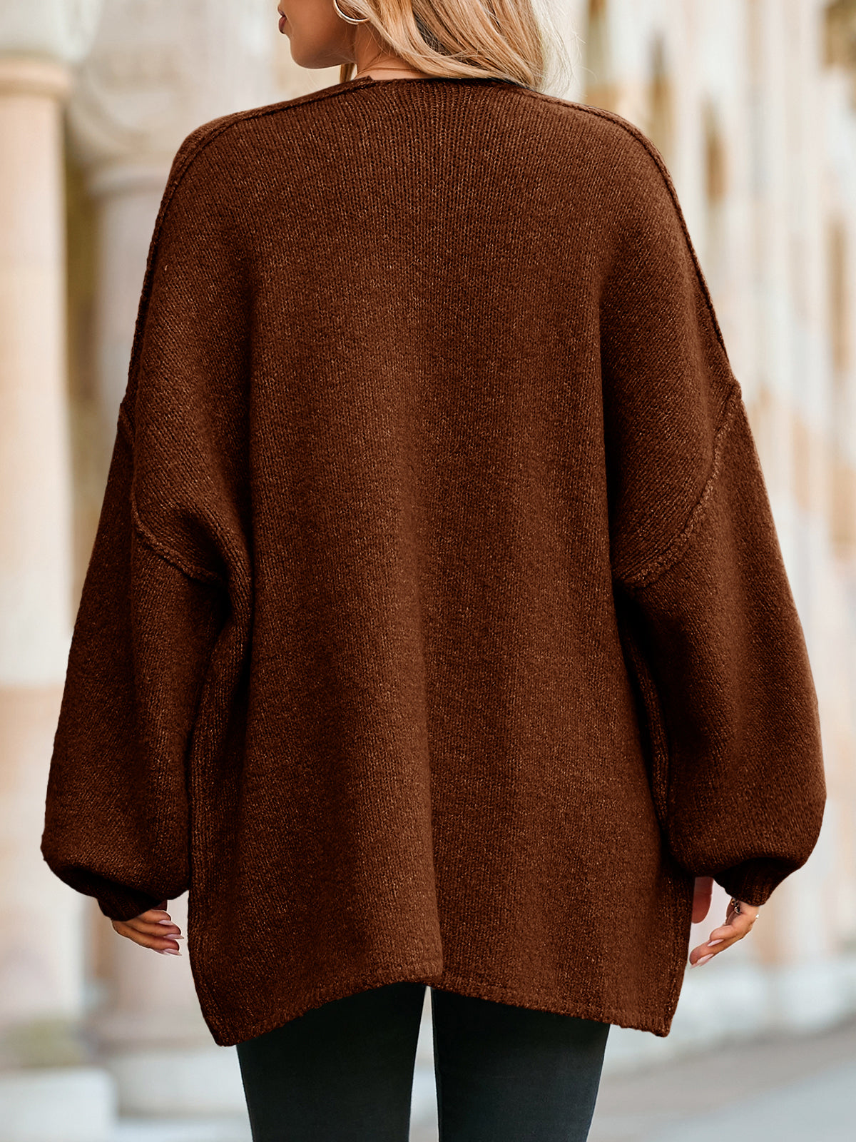 Saodimallsu Womens Lantern Sleeve Chunky Cardigan