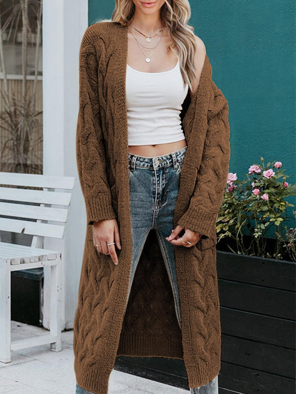 Saodimallsu Womens Cable Knit Long Cardigan