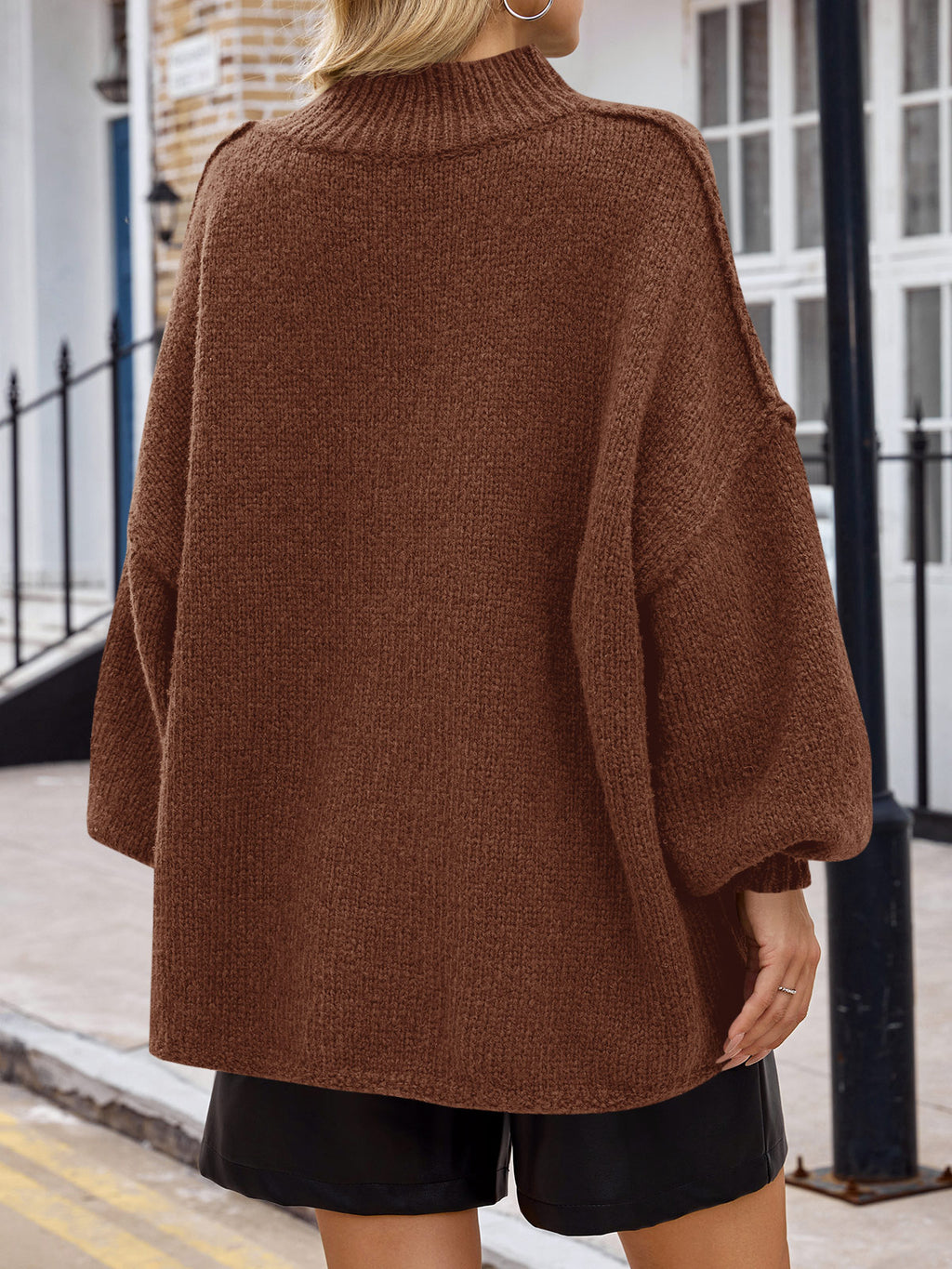 Saodimallsu Womens Mock Neck Batwing Sweater