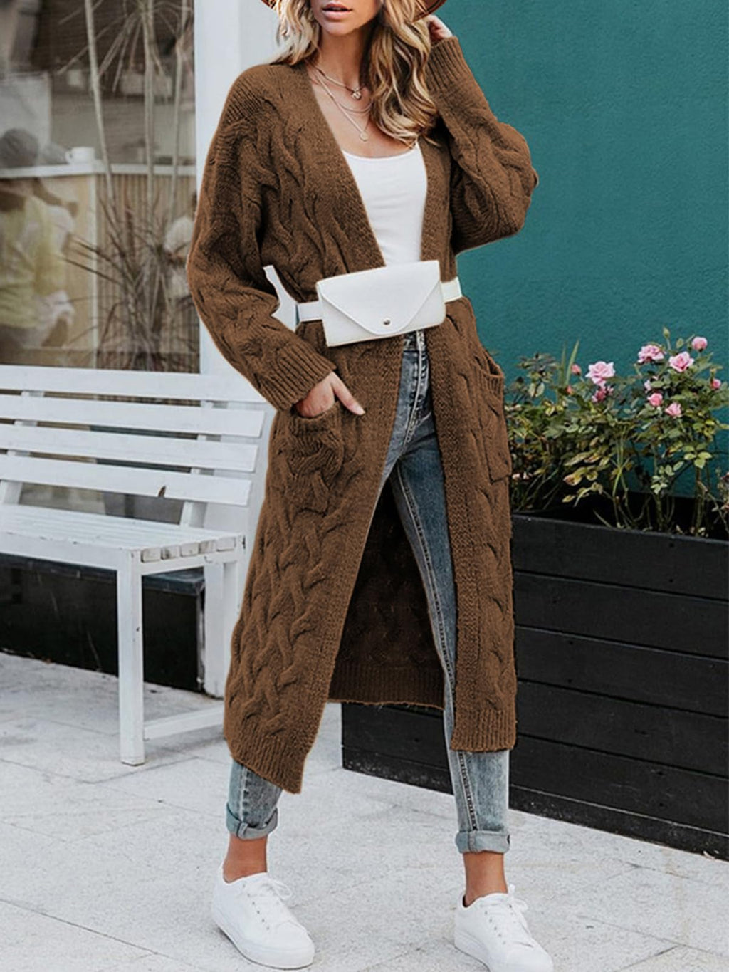 Saodimallsu Womens Cable Knit Long Cardigan