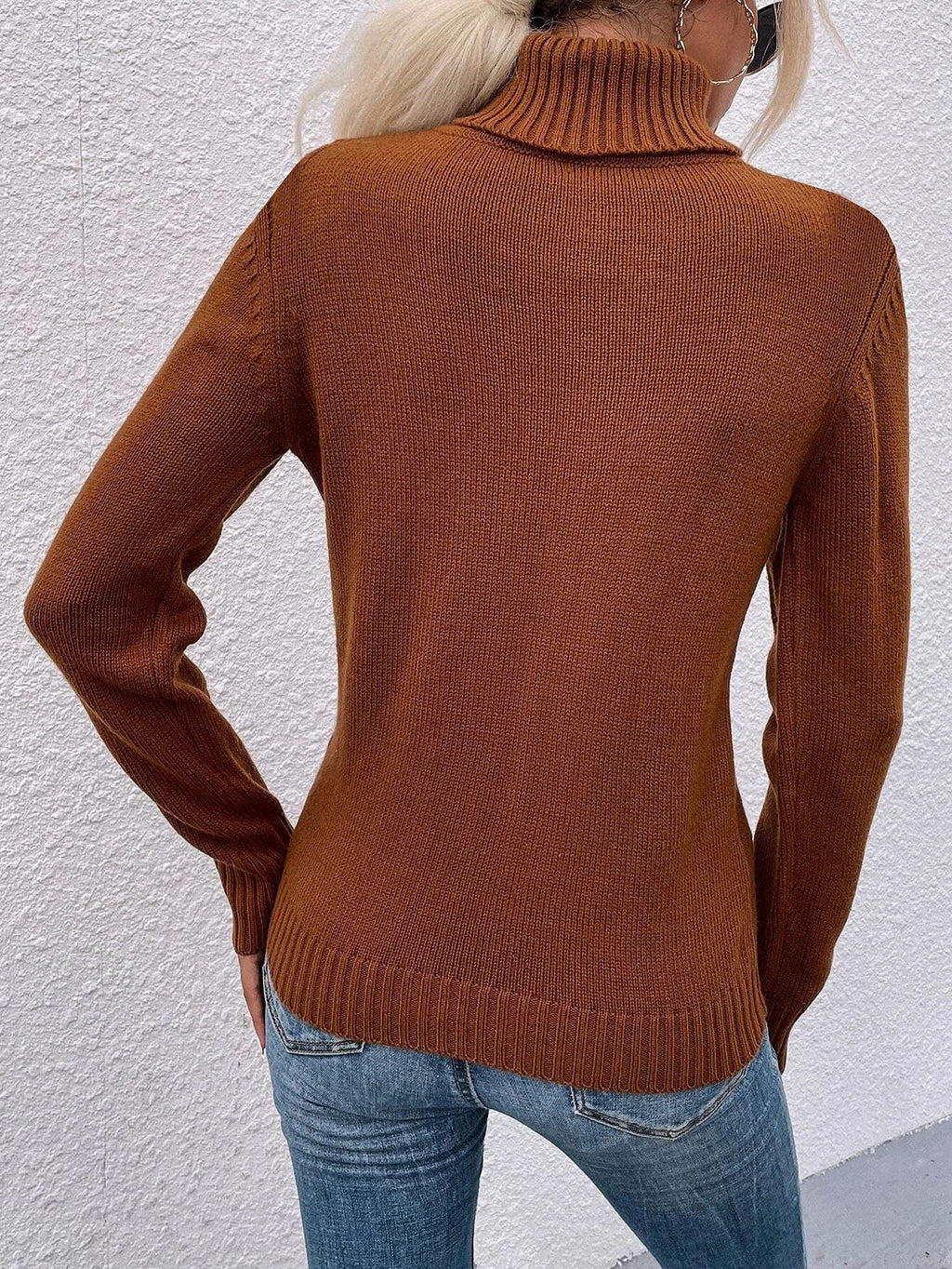 Saodimallsu Women Turtleneck Cable Knit Sweater
