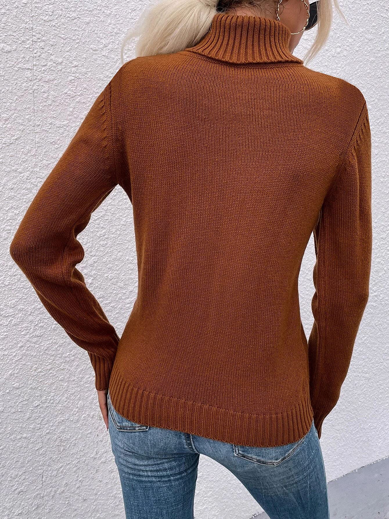 Saodimallsu Women Turtleneck Cable Knit Sweater