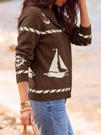 Saodimallsu Womens Zip Up Collared Sweater