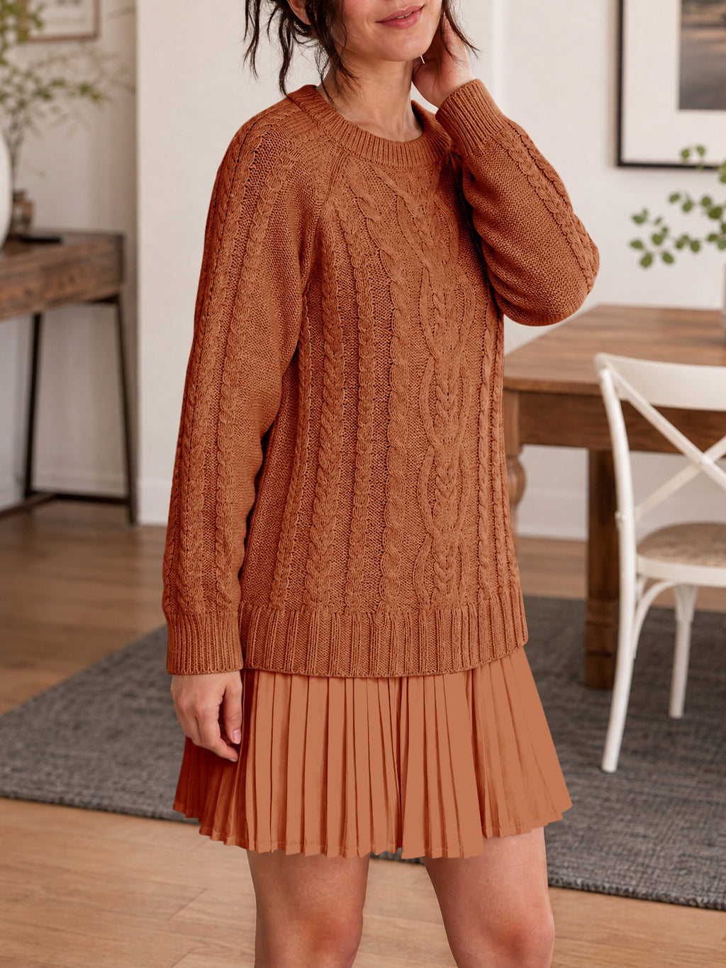 Saodimallsu Women Cable Knit Sweater Dress