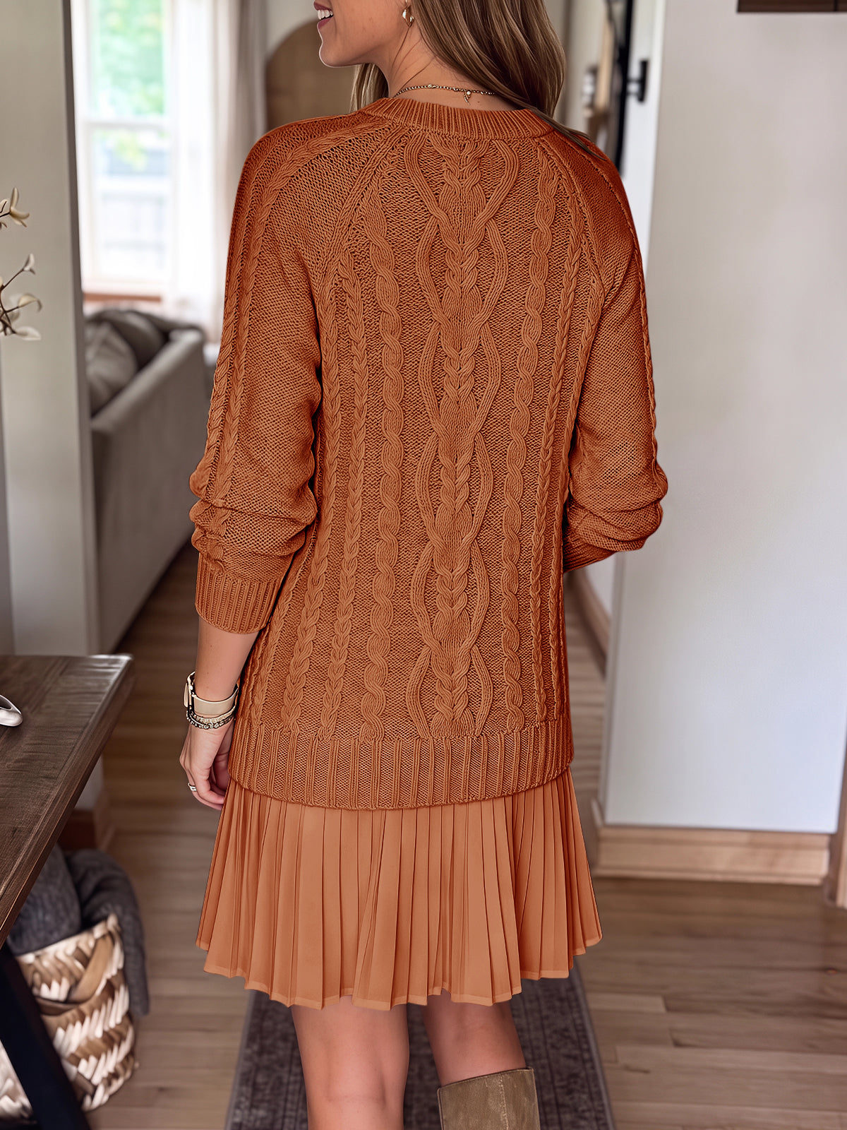 Saodimallsu Women Cable Knit Sweater Dress