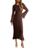 Saodimallsu Womens Bell Sleeve Bodycon Dress