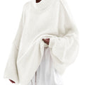 Saodimallsu White Womens Mock Neck Sweater