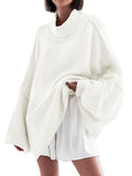Saodimallsu White Womens Mock Neck Sweater