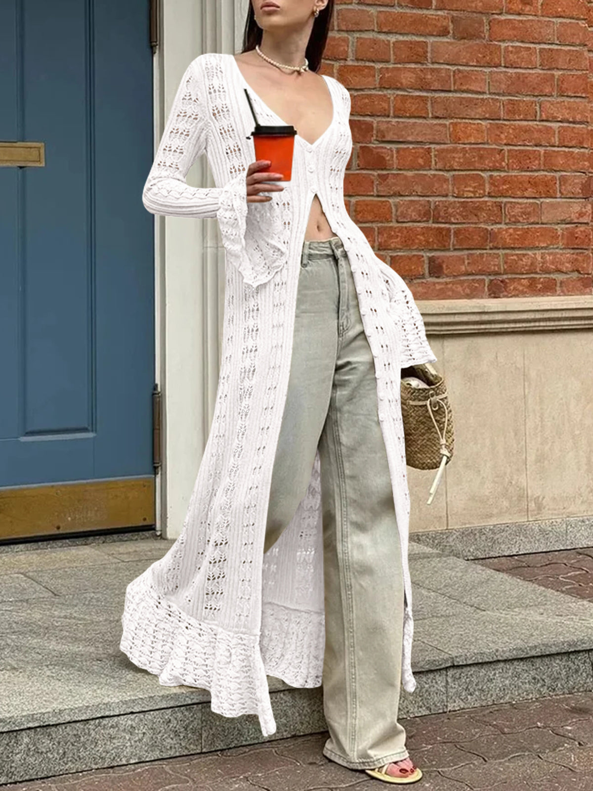 Saodimallsu Womens Boho Crochet Cardigan
