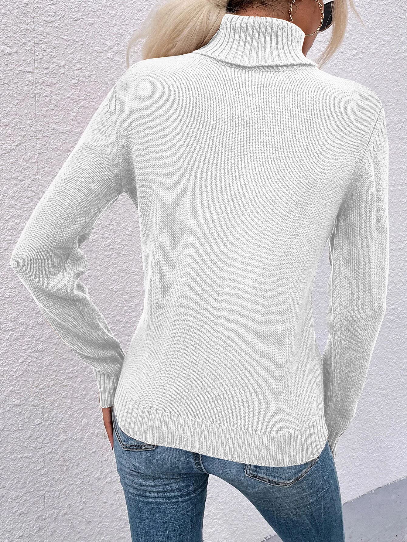 Saodimallsu Women Turtleneck Cable Knit Sweater