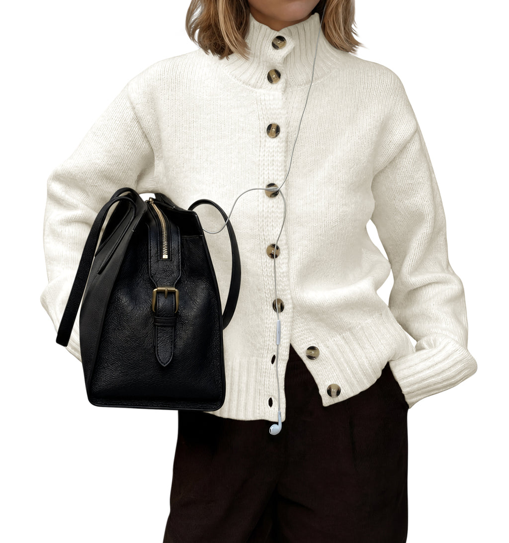 Saodimallsu Womens Mock Neck Button Up Cardigans