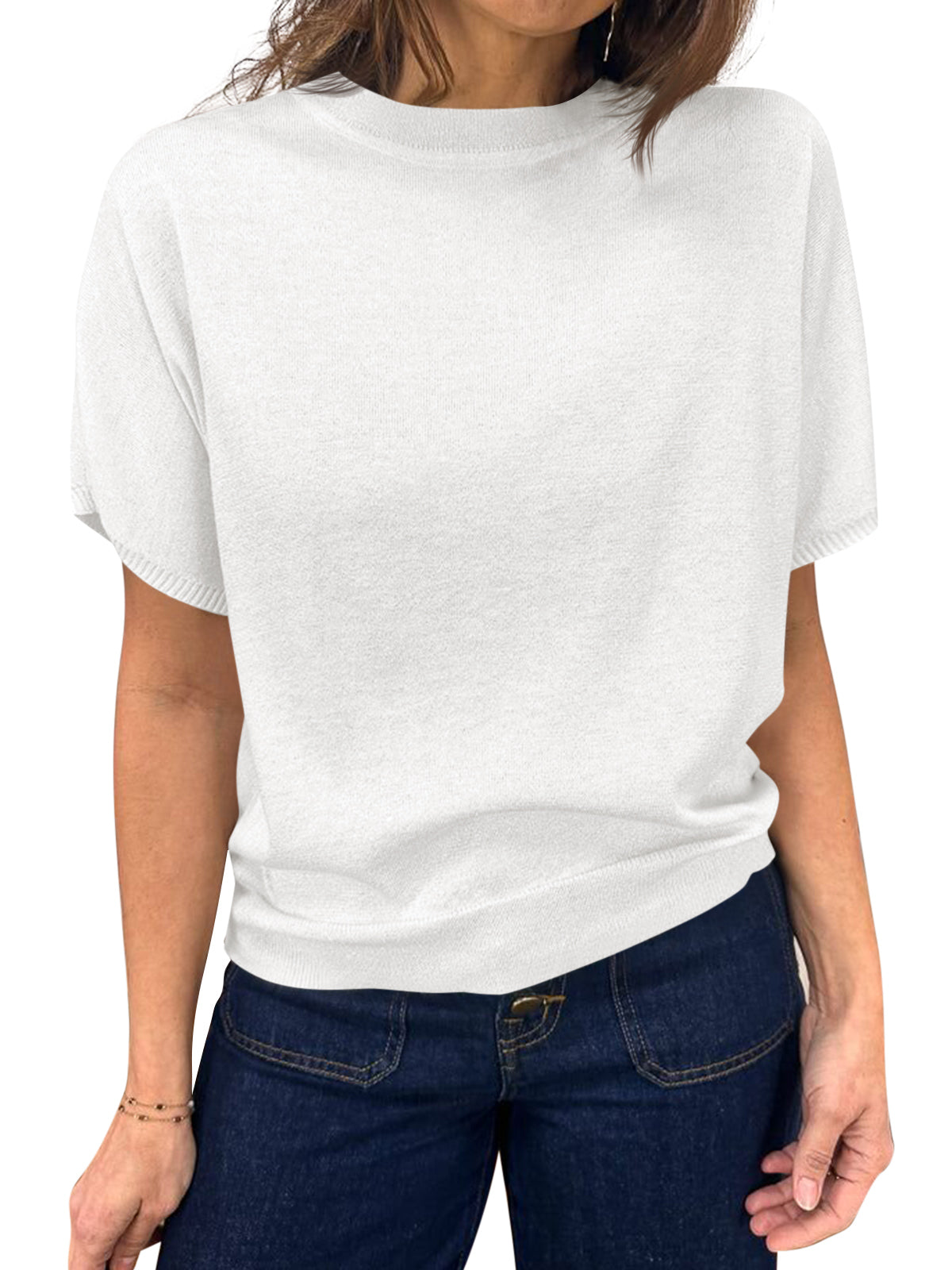 Saodimallsu Women's Crew Neck Knit Sweater