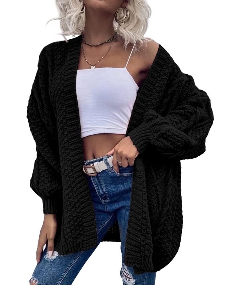 Saodimallsu Womens Chunky Cable Knit Cardigan