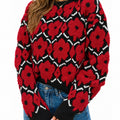Saodimallsu Womens Oversized 3D Floral Crewneck Pullover Sweater