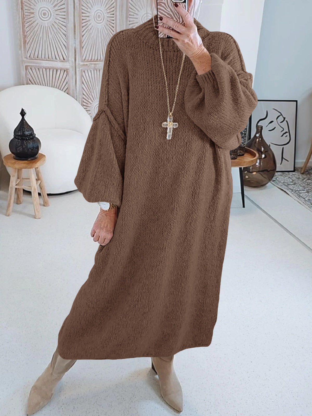 Saodimallsu Womens Mock Neck Sweater Dress