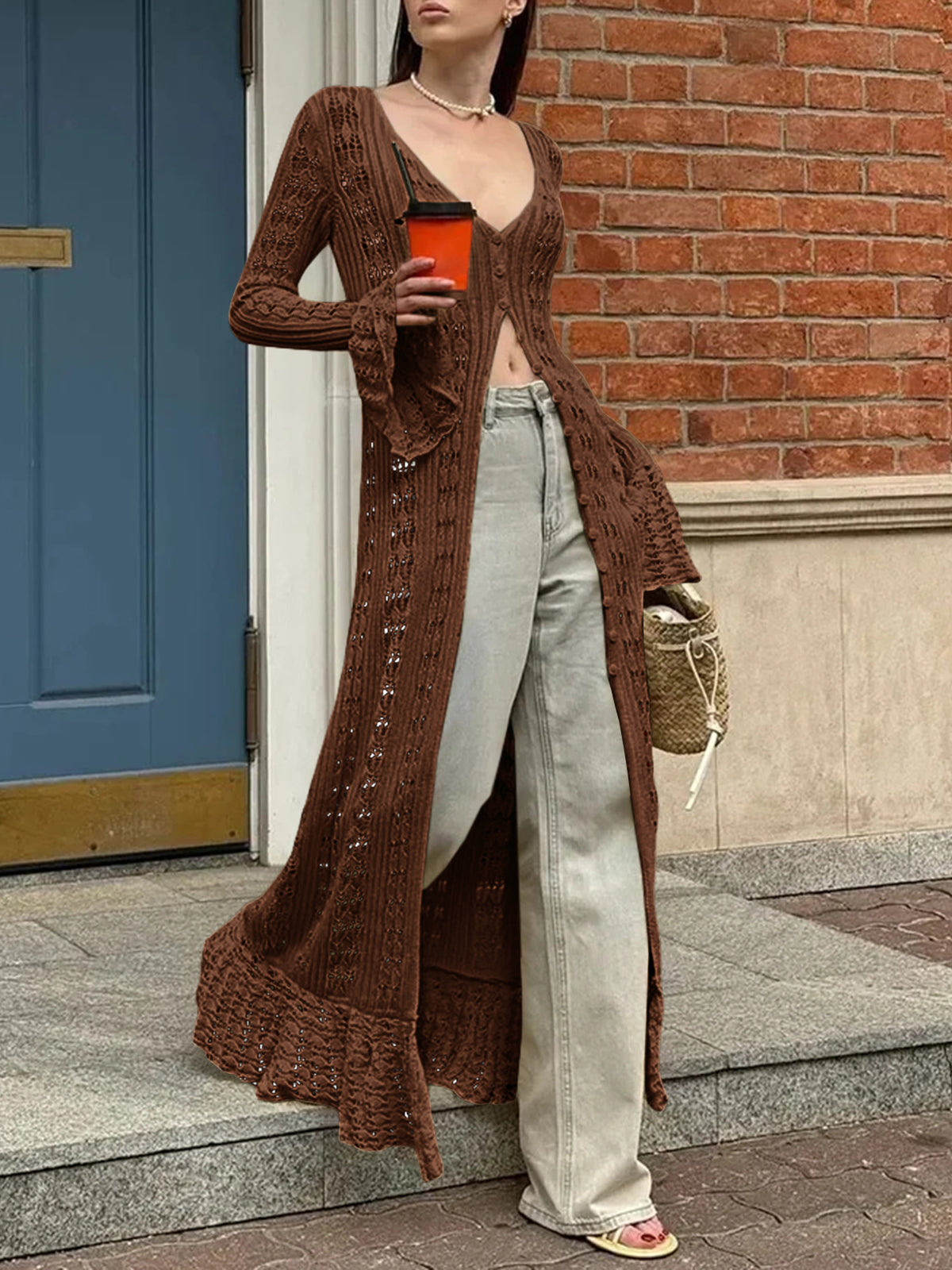 Saodimallsu Womens Boho Crochet Cardigan