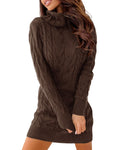 Saodimallsu Womens Cable Knit Mini Sweater Dress