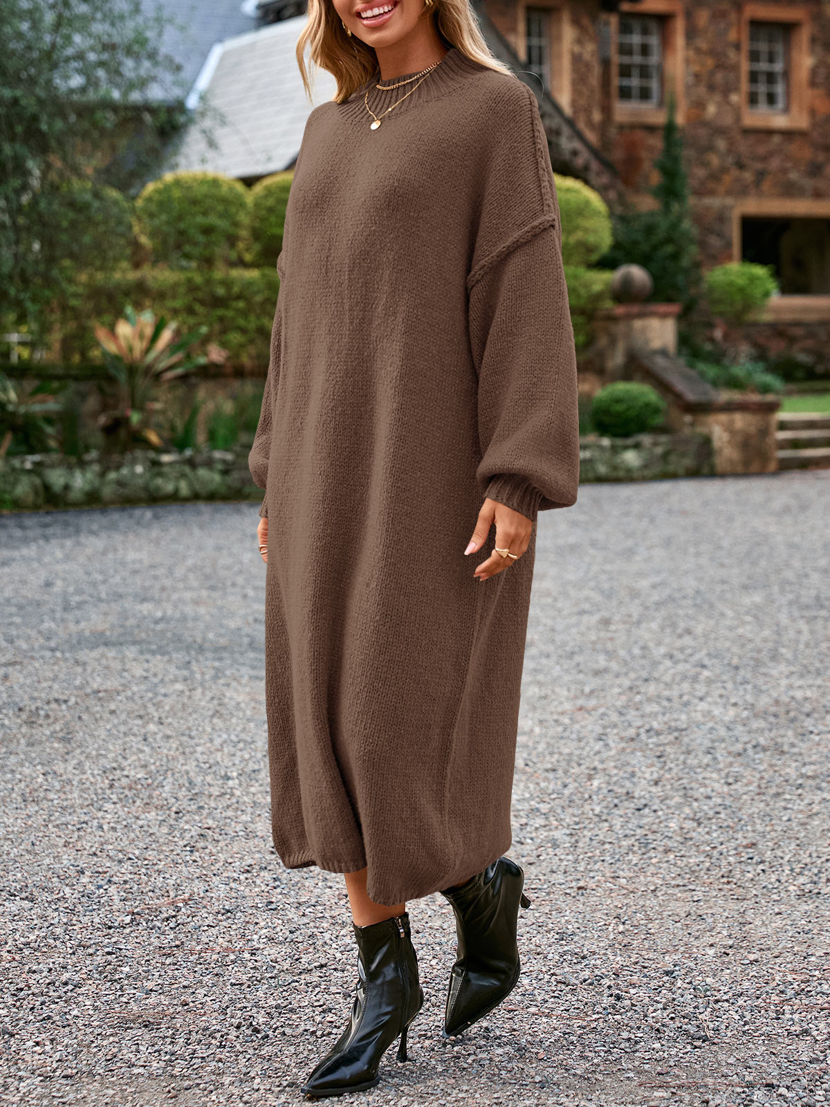 Saodimallsu Womens Mock Neck Sweater Dress