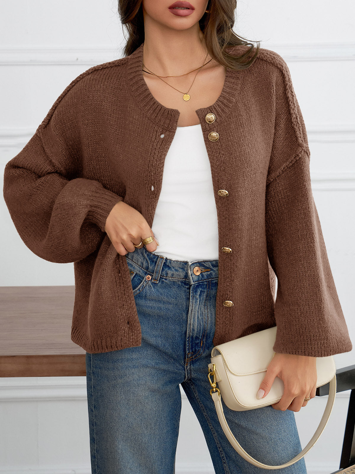 Saodimallsu Womens Button Up Long Lantern Sleeve Cardigans