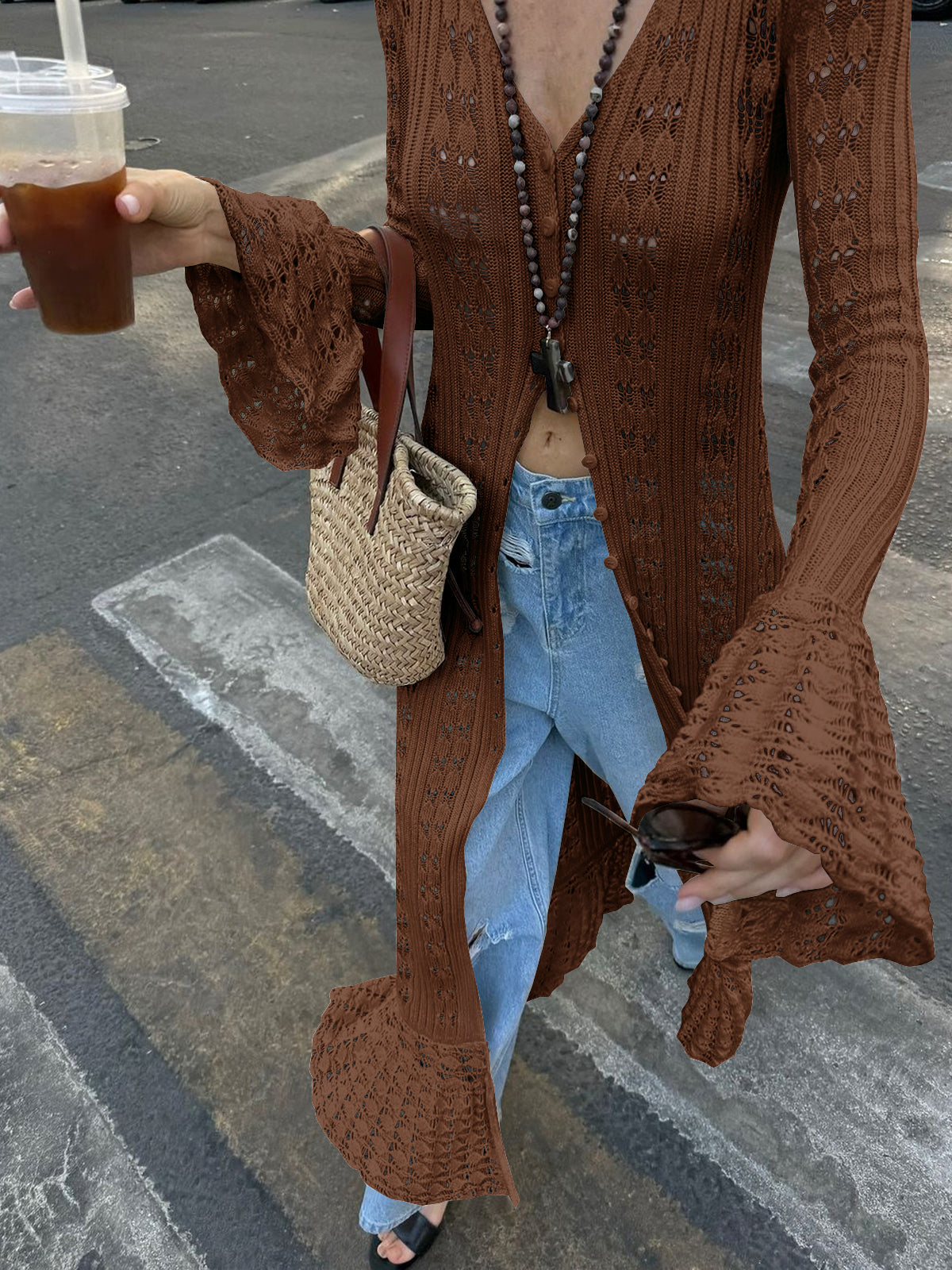 Saodimallsu Womens Boho Crochet Cardigan