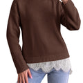 Saodimallsu Womens Lace Patchwork Knit Sweater