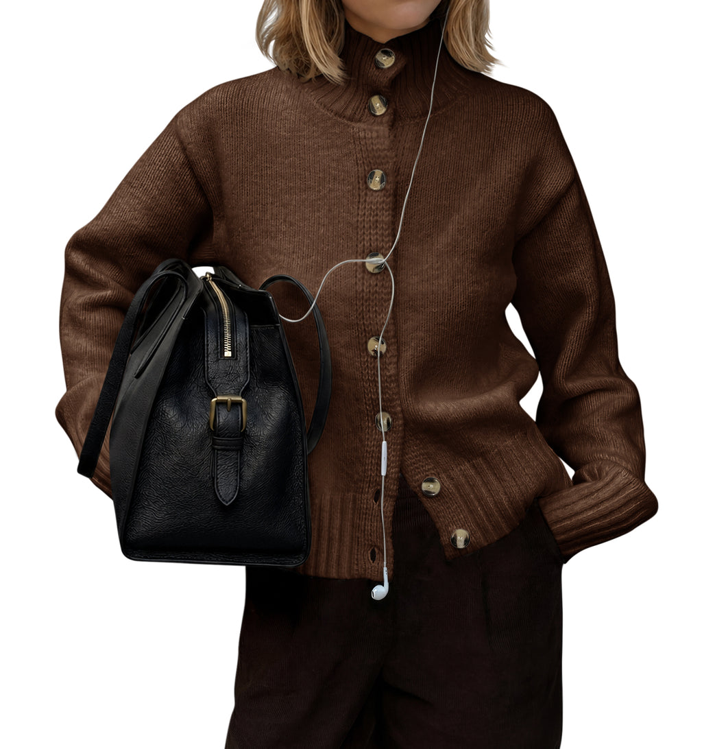 Saodimallsu Womens Mock Neck Button Up Cardigans
