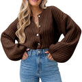 Saodimallsu Womens Lantern Sleeve Button Down Cardigan
