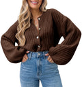 Saodimallsu Womens Lantern Sleeve Button Down Cardigan