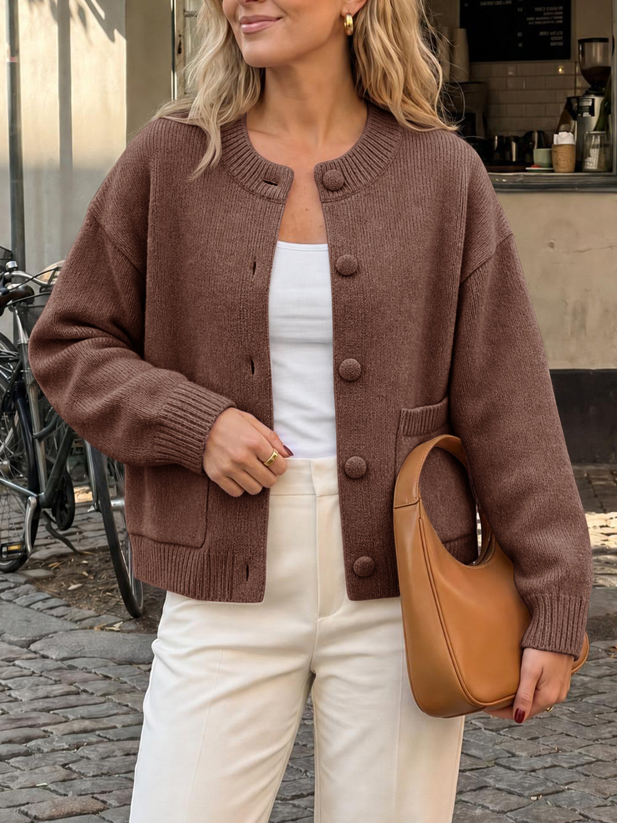 Saodimallsu Womens Casual Knit Button Up Cardigans