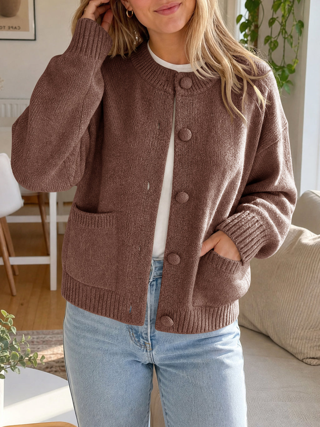 Saodimallsu Womens Casual Knit Button Up Cardigans