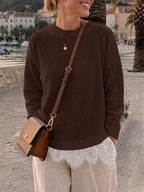 Saodimallsu Womens Lace Patchwork Knit Sweater