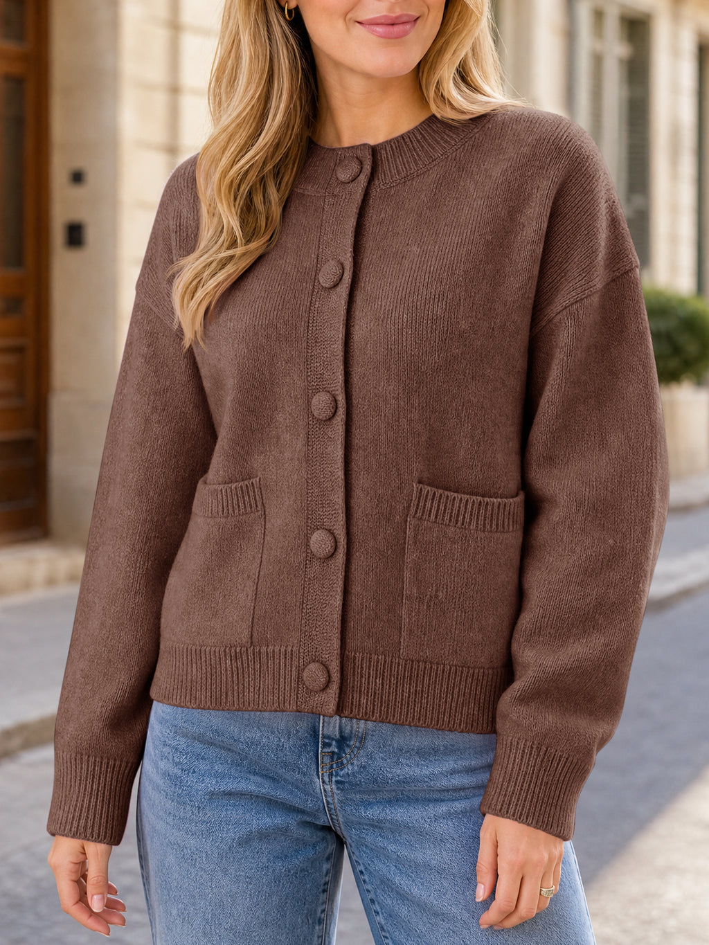 Saodimallsu Womens Casual Knit Button Up Cardigans