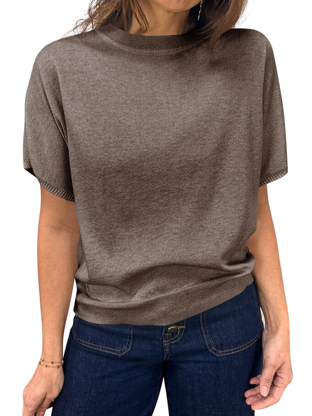 Saodimallsu Women's Crew Neck Knit Sweater