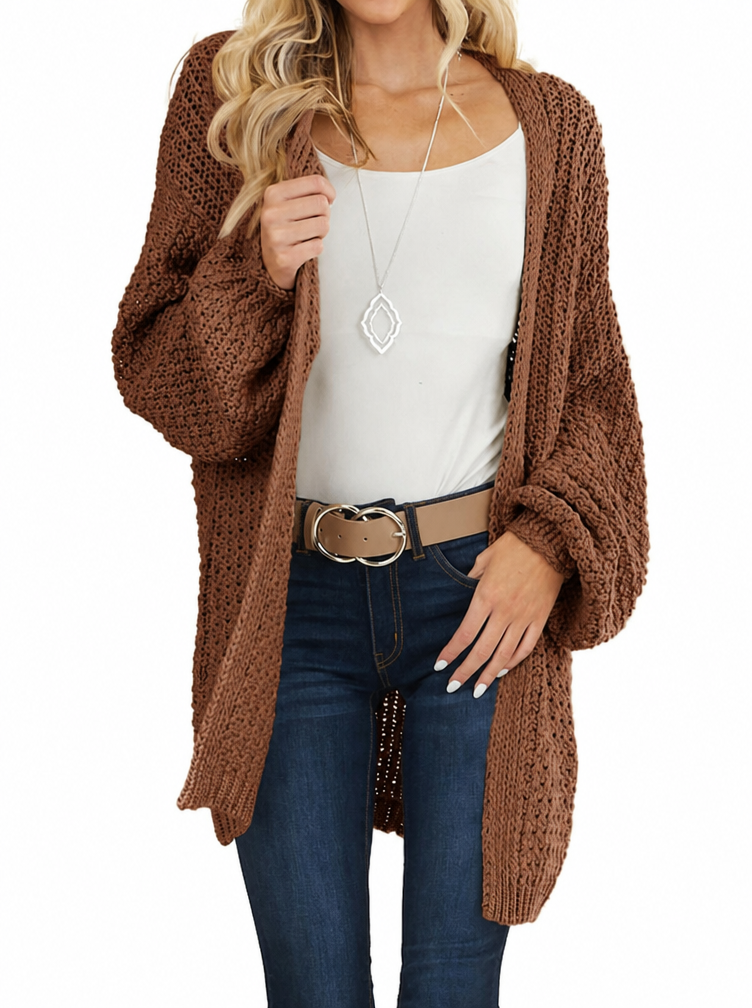 Saodimallsu Womens Oversized Open Front Knit Cardigan