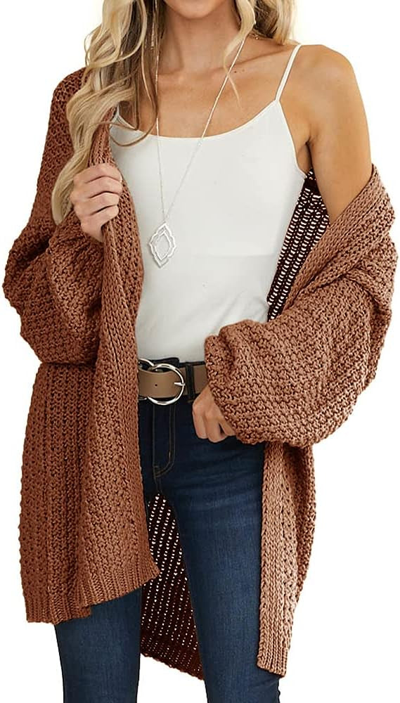 Saodimallsu Womens Oversized Open Front Knit Cardigan
