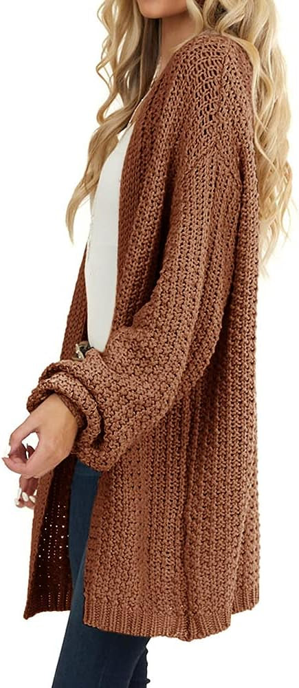 Saodimallsu Womens Oversized Open Front Knit Cardigan
