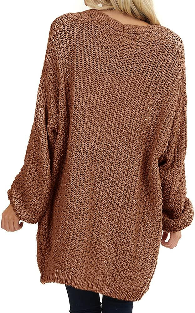 Saodimallsu Womens Oversized Open Front Knit Cardigan