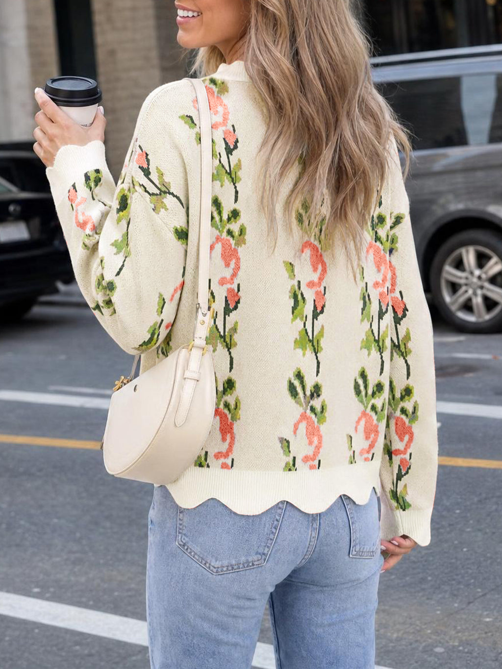 Saodimallsu Women Floral Long Sleeve Sweater
