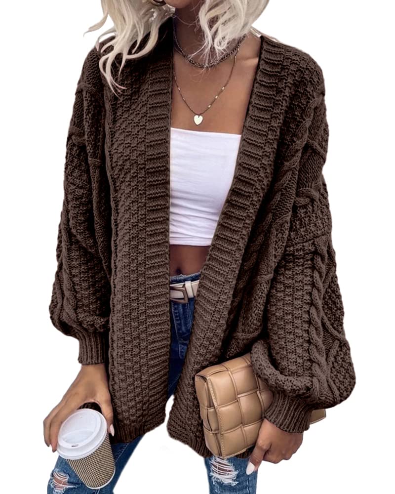 Saodimallsu Womens Chunky Cable Knit Cardigan