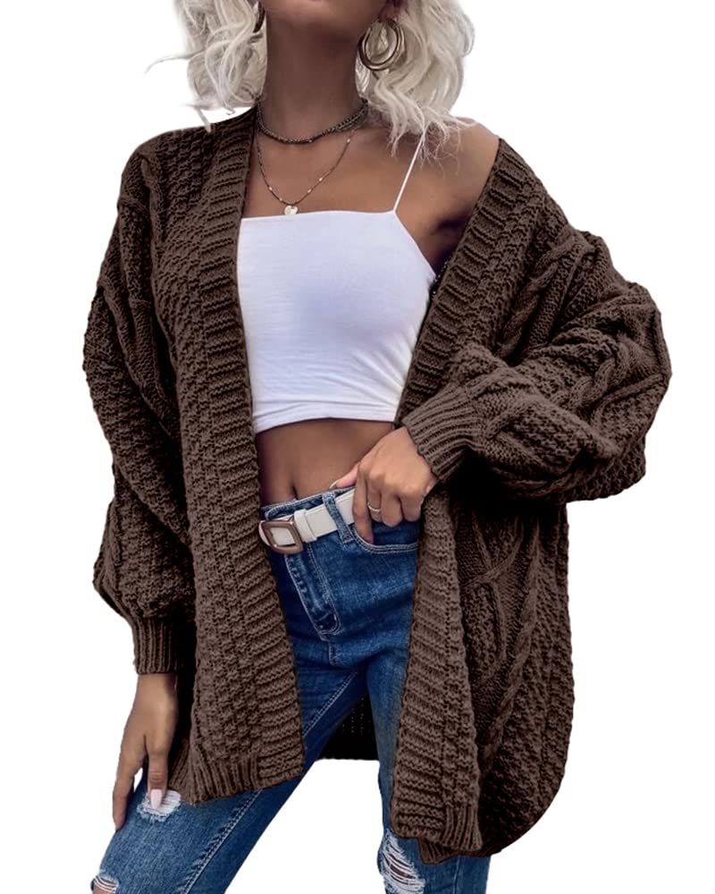 Saodimallsu Womens Chunky Cable Knit Cardigan