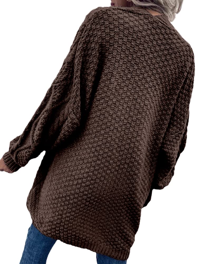Saodimallsu Womens Chunky Cable Knit Cardigan